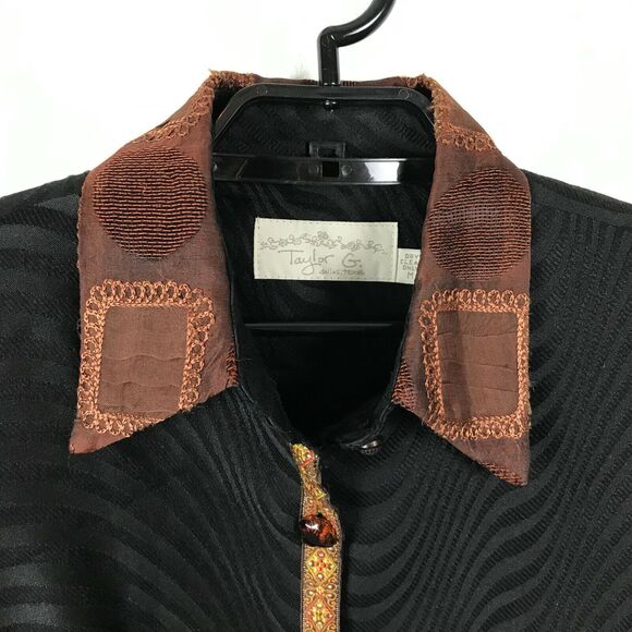 Taylor G Blouse Size M Multicolor Animal Print Rayon Blend Button Up Womens - Picture 9 of 11